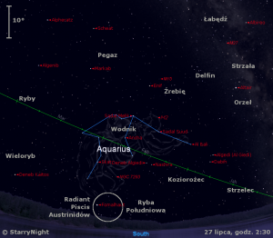 Mapka pokazuje położenie radiantu roju meteorów Piscic.png