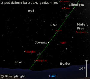 Mapka pokazuje położenie Jowisza w pierwszym tygodniu października 2014 roku.png