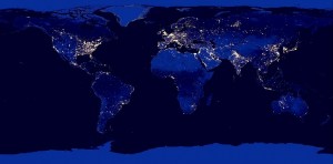 Mapa zanieczyszczenia świetlnego na świecie..jpg