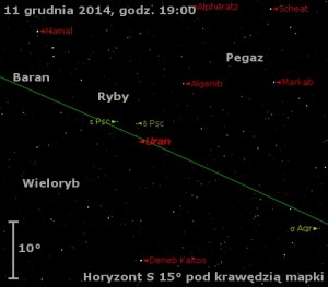 Mapka pokazuje położenie Urana w drugim tygodniu grudnia 2014 roku.jpg