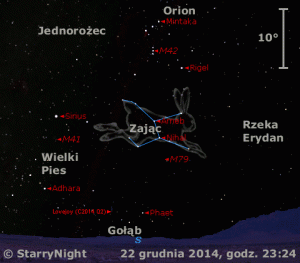 Animacja pokazuje położenie Komety Lovejoya (C 2014 Q2) w czwartym tygodniu grudnia 2014 roku.gif