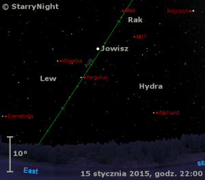 Mapka pokazuje położenie Jowisza na początku drugiej dekady stycznia 2015 roku.png