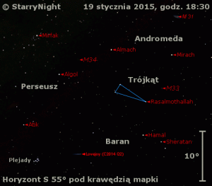 Animacja pokazuje położenie Komety Lovejoya (C 2014 Q2) w trzecim tygodniu stycznia 2015 r..gif