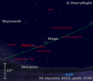 Mapka pokazuje położenie Saturna w ostatnim tygodniu stycznia 2015 roku.png