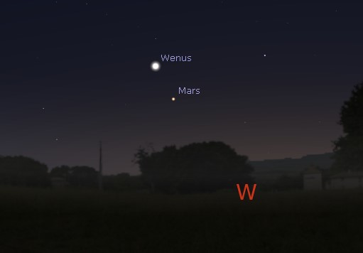 Wenus o godz. 1830 4 marca 2015 Uran jest niewidoczny w tej skali.jpg