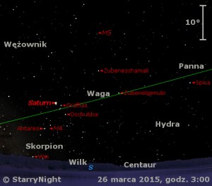 Mapka pokazuje położenie Saturna w ostatnim tygodniu marca 2015 roku.jpg