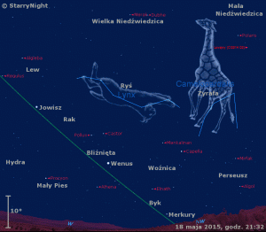 Animacja pokazuje położenie Księżyca, Wenus, Jowisza i Merkurego oraz Komety Lovejoya.gif