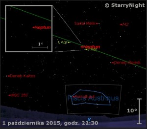 Mapka pokazuje położenie Neptuna na przełomie września i października 2015 roku.jpg