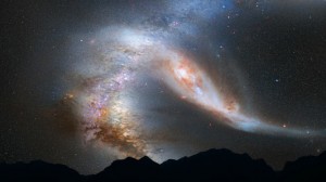 Galaktyka Andromedy i nasza Droga Mleczna na kursie kolizyjnym.jpg