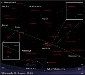 Mapka pokazuje położenie Urana i Neptuna w pierwszym tygodniu listopada 2015 roku.jpg