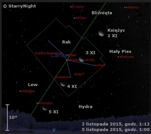 Mapka pokazuje położenie Księżyca na początku listopada 2015.jpg