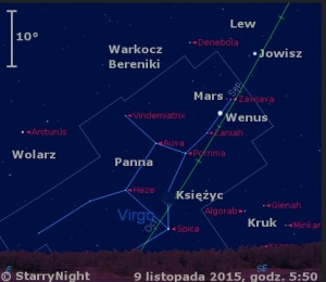 Animacja pokazuje położenie 3. planet Wenus, Mars i Jowisz oraz Księżyca w drugim tygodniu listopada 2015 roku.jpg