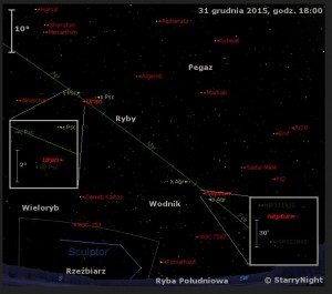 Mapka pokazuje położenie planet Uran i Neptun na przełomie 2015 i 2016 roku.jpg