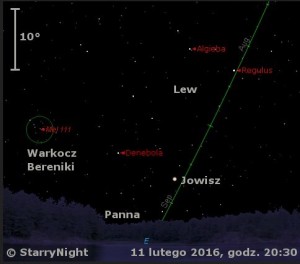 Mapka pokazuje położenie Jowisza w drugim tygodniu lutego 2016 roku.jpg