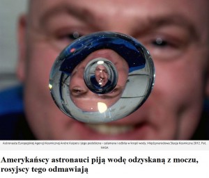 Amerykańscy astronauci piją wodę odzyskaną z moczu, rosyjscy tego odmawiają.jpg