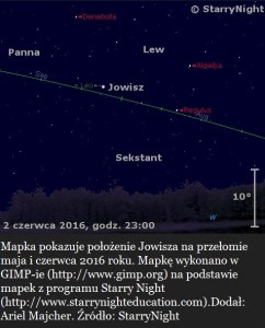Mapka pokazuje położenie Jowisza na przełomie maja i czerwca 2016 roku.jpg